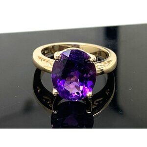 Purple Gemstone Cocktail Ring 14k Yellow Gold Women's Estate Jewelry Siz…